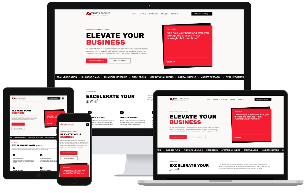 Sebata Backers Website Design Mockup