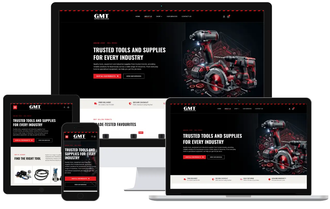 GMT Supplies Website Mockup